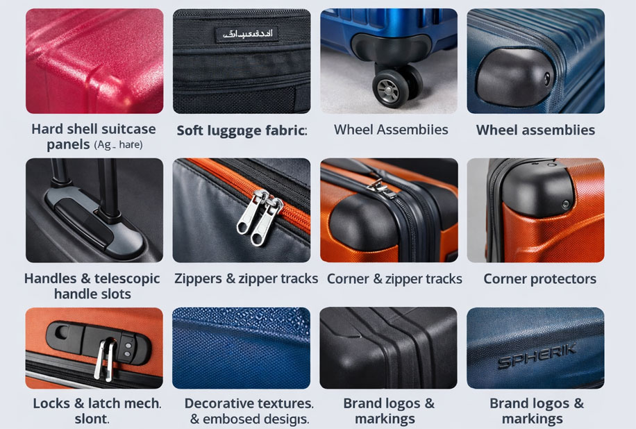 Typical Components Inspected in Suitcases and Trolley Bags