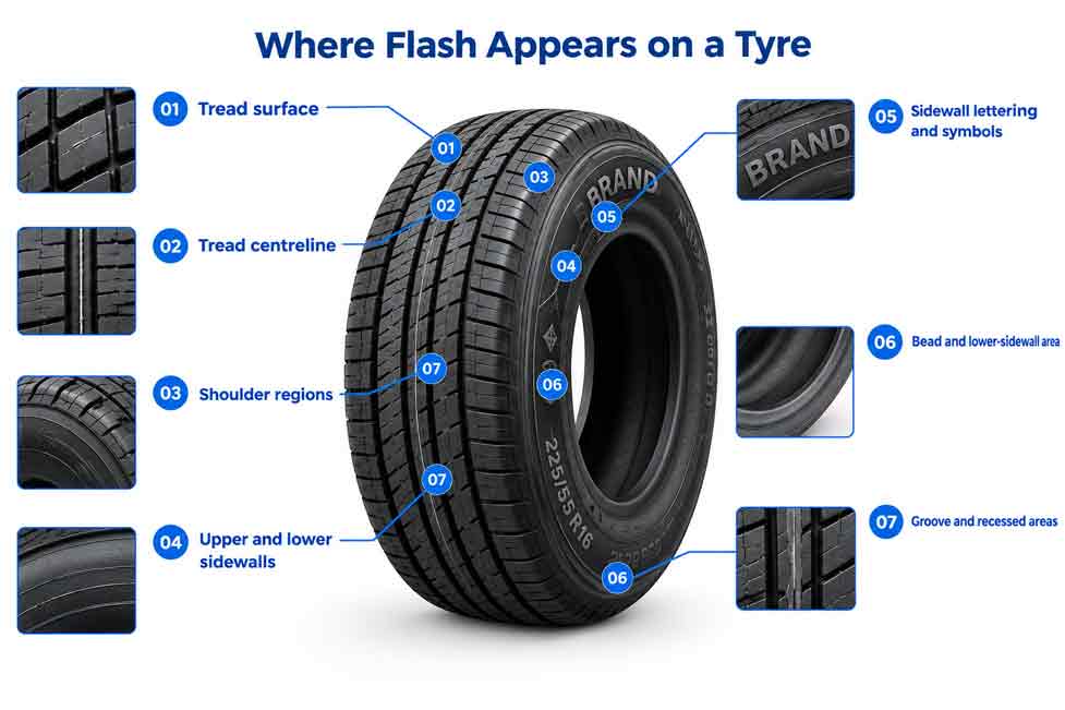 Where Flash Appears on a Tyre